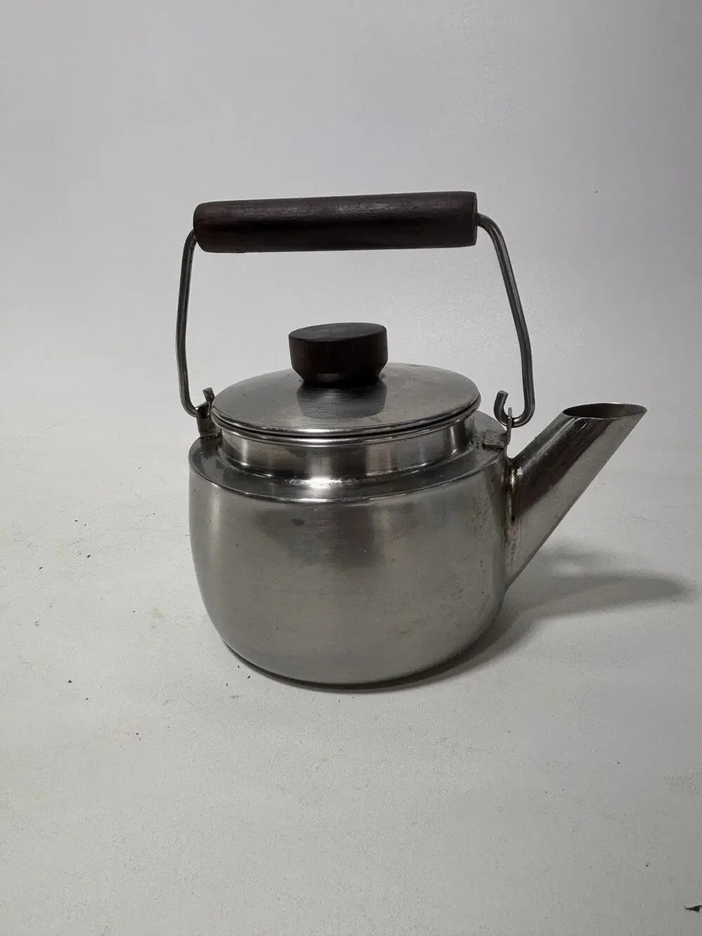 Vintage Farberware Stainless Steel Tea Kettle Wood Handle MCM USA